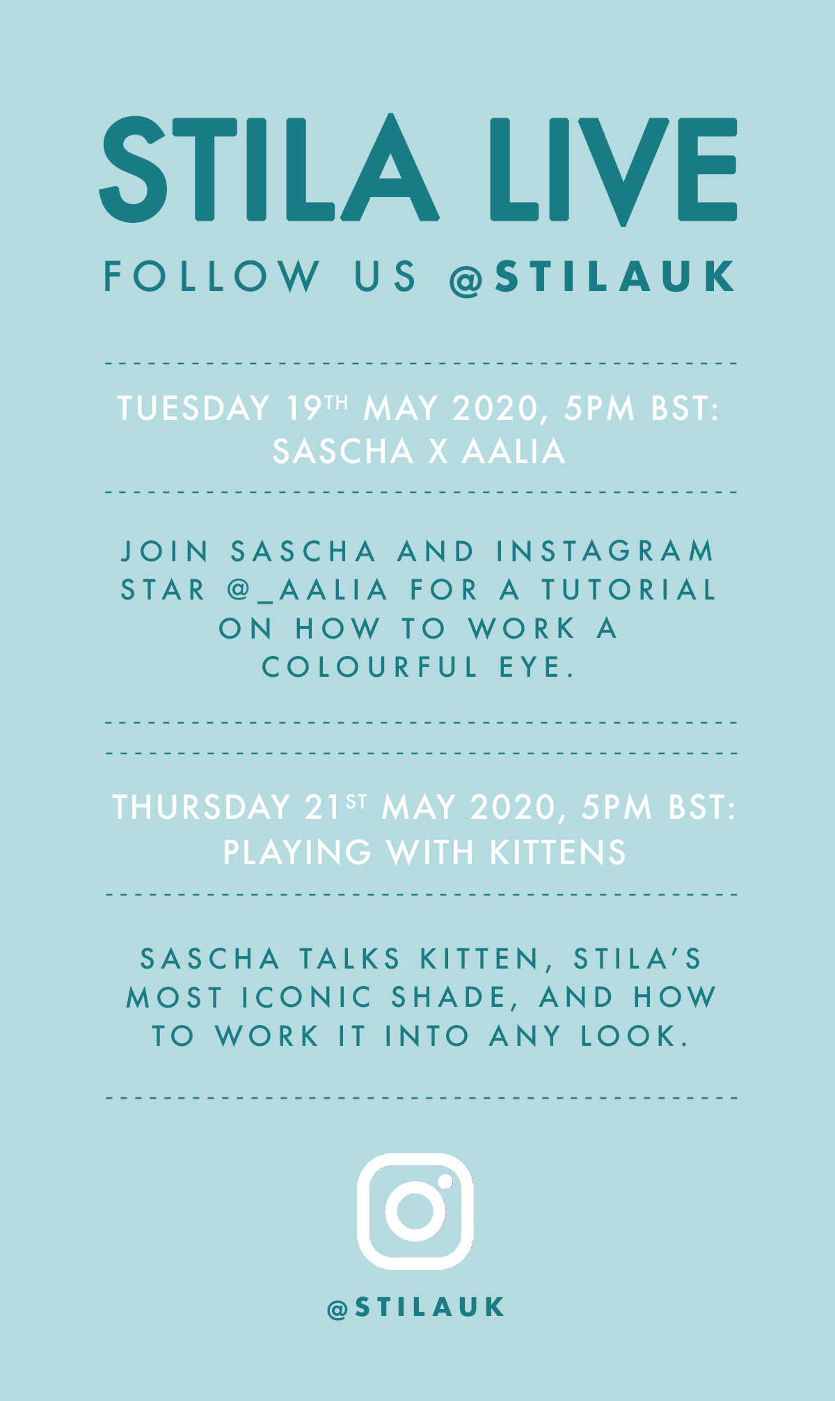 Stila UK - This week's LIVE with STILA schedule