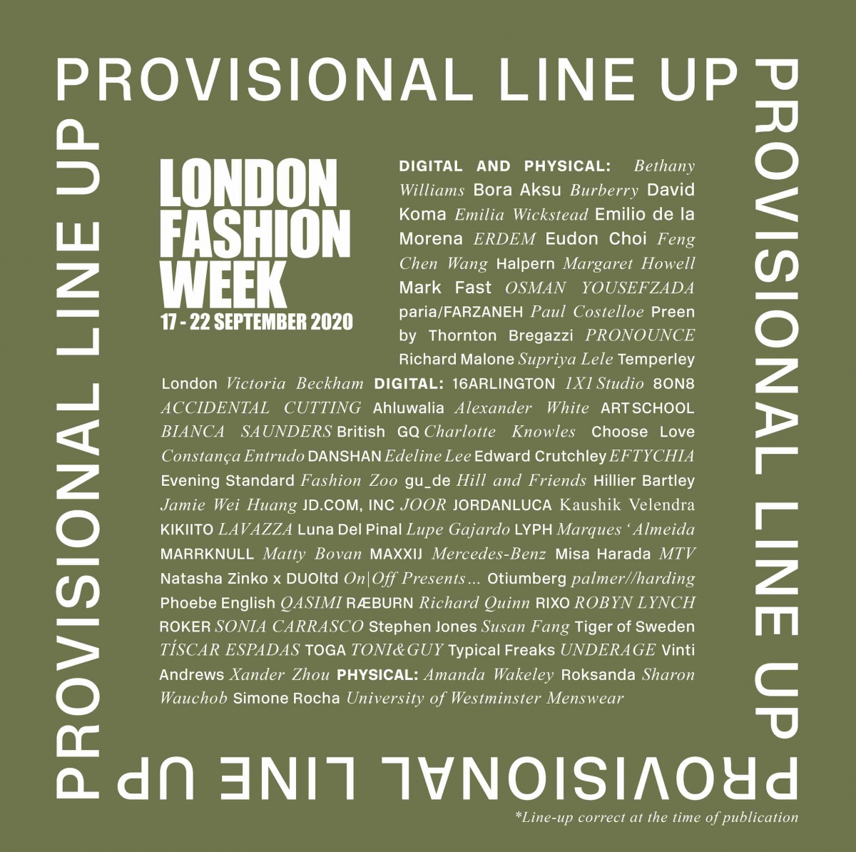 London Fashion Week September Line Up image