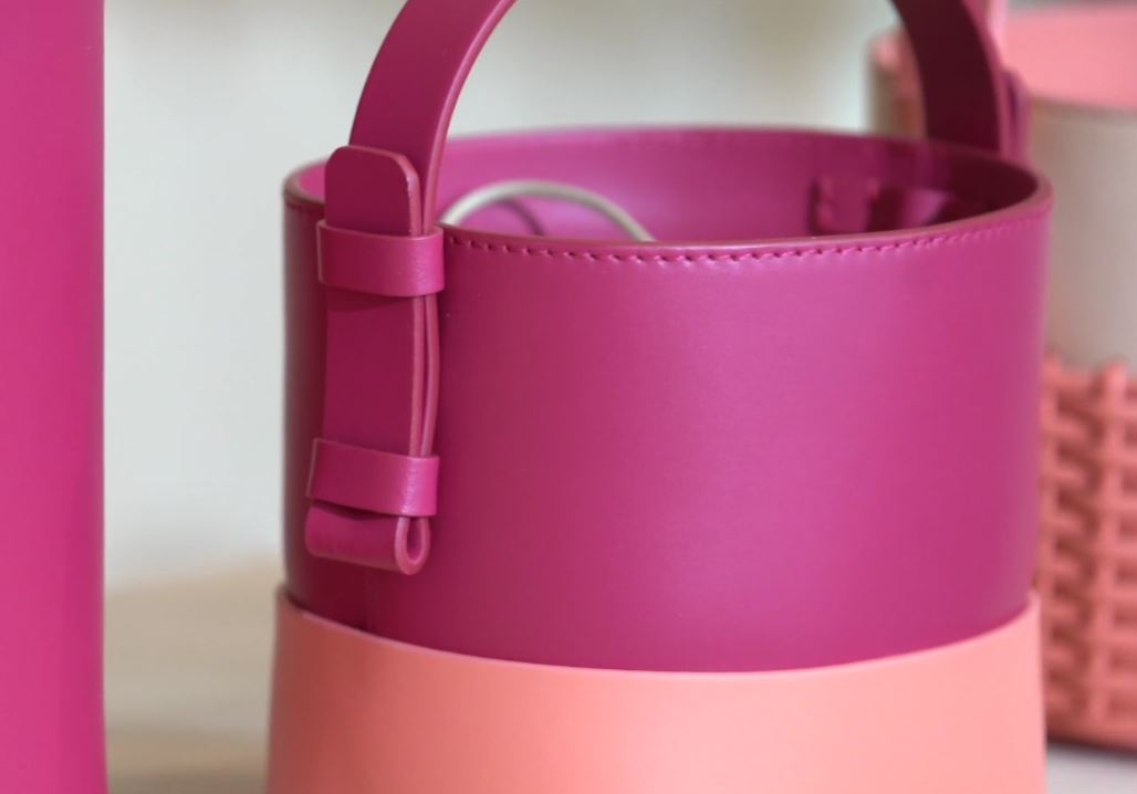 Milan new designers sept. 2020 pynck pink bucket purse.JPG