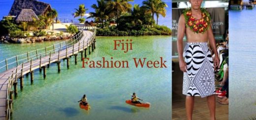 fiji image of beach w tribal fashion week w text