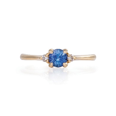 Image of Solid Gold Love Is All - Blue Sapphire & Diamond Polished Ring