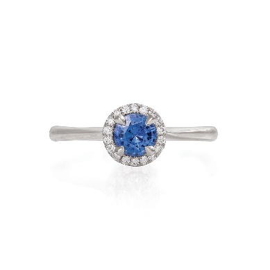 Image of Solid White Gold Queen of Hearts - Half Carat Blue Sapphire Polished Band Ring