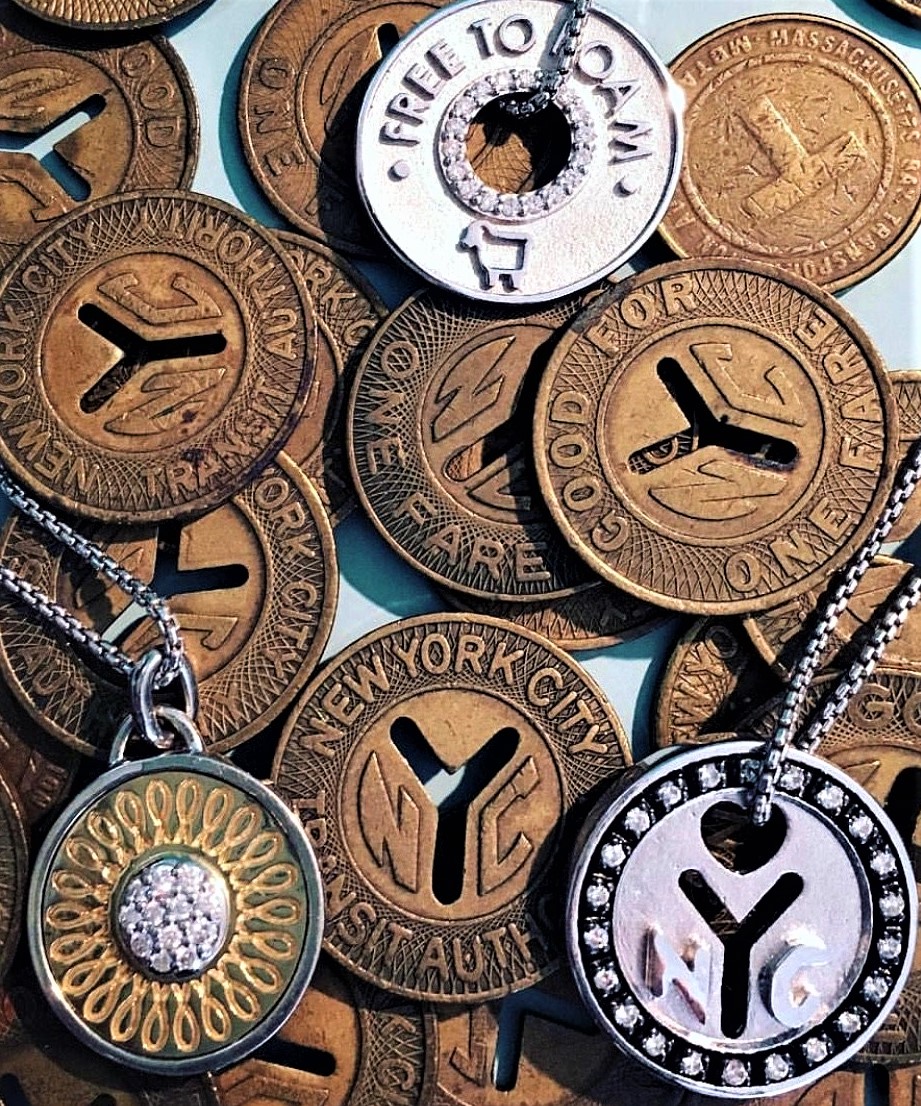 JA Jewel NYC actual transit tokens w Julie Lamb necklaces cropped.jpg