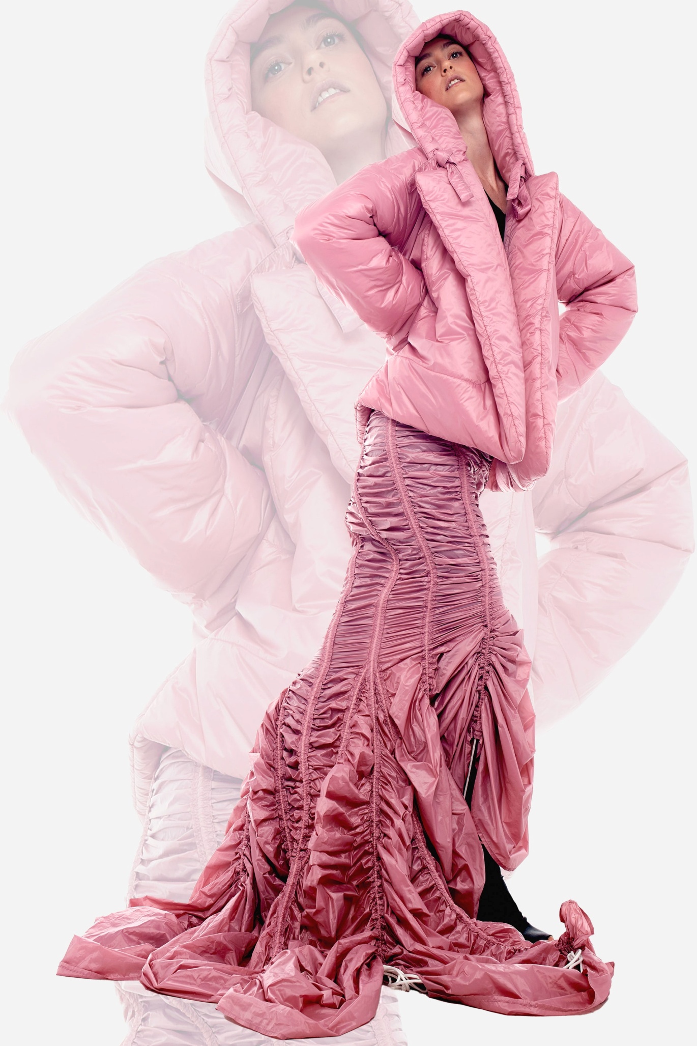 NYFW 2 norma kamali rusched pink skirt vog.jpg