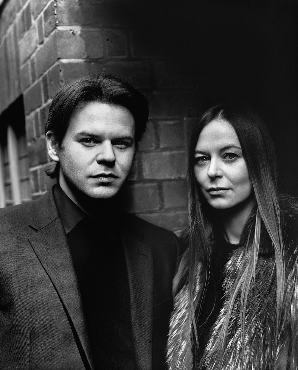 Black and white image of Christopher and Tammy Kane