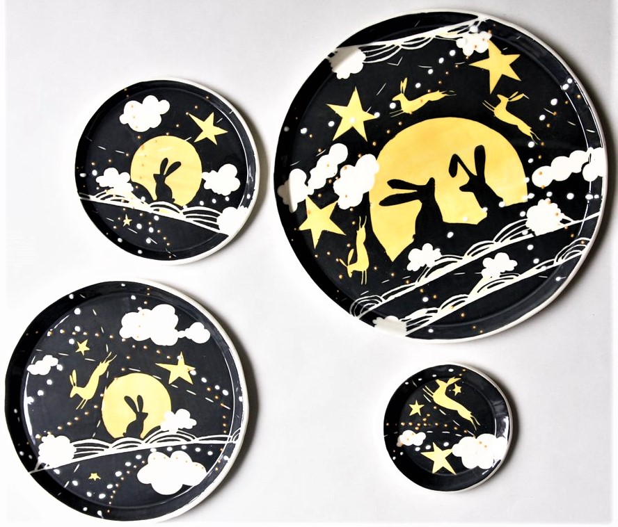 Buy Irish karo art hare in moonlight plates cropped.jpg