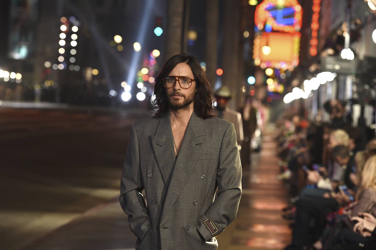 Actor Jared Leto walked the runway for the Gucci Love Parade fashion show in Los Angeles in November 2021. AP