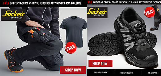 Caulfield Industrial FREE Snickers items when you purchase Snickers 6241 Trousers or Footwear 2aa