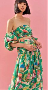 resort alemais top arlo puff sleeve top grn w lo