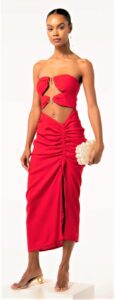resort cult gaia  red donna dress strapless 2 c