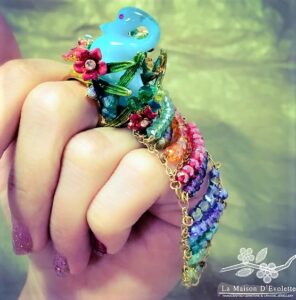 elvinna blue swan cascading beads ring 11 2 2 c