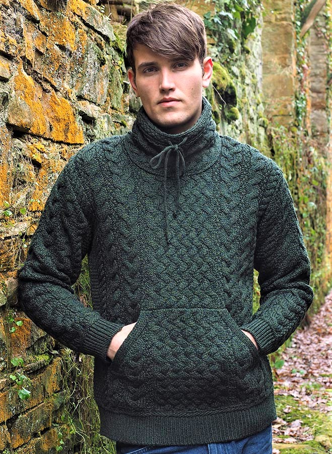 Irish 11-22 mens aran grn cowl nk sweater (2) cropped.jpg