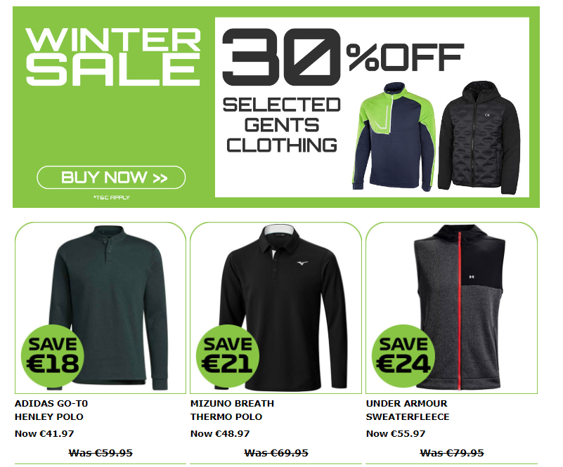 McGuirks Golf - Winter Sale - Gents & Ladies Clothing Reduced - Pynck