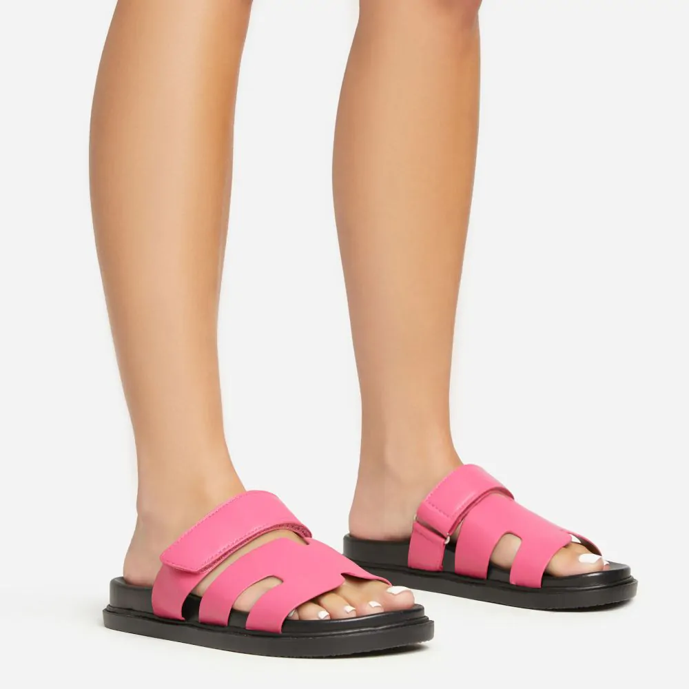 velcro strapped sandals in fuchsia leather pink