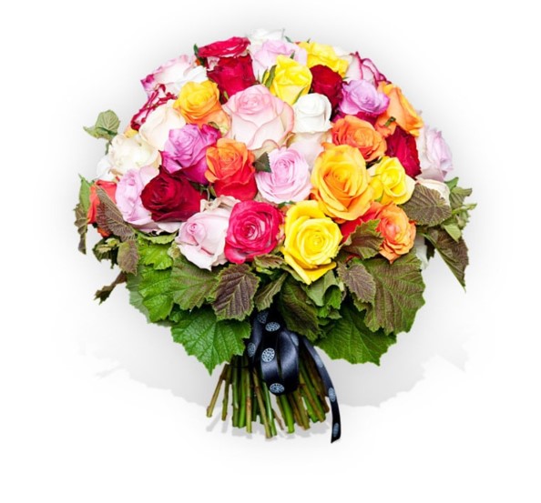 mixed bouquet and roses by flower station