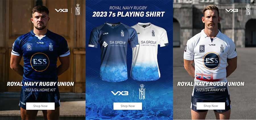 VX3 - Brand New Royal Navy Rugby 7s Playing Shirts