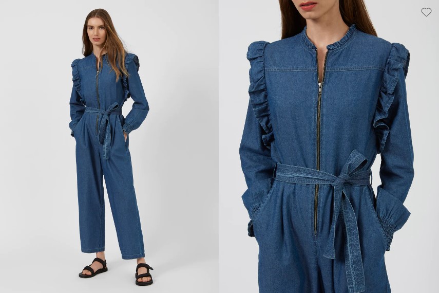 long sleeve ladies chambray jumpsuit
