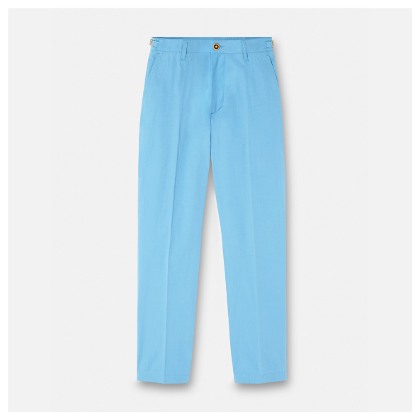 A blue pants on a white background Description automatically generated