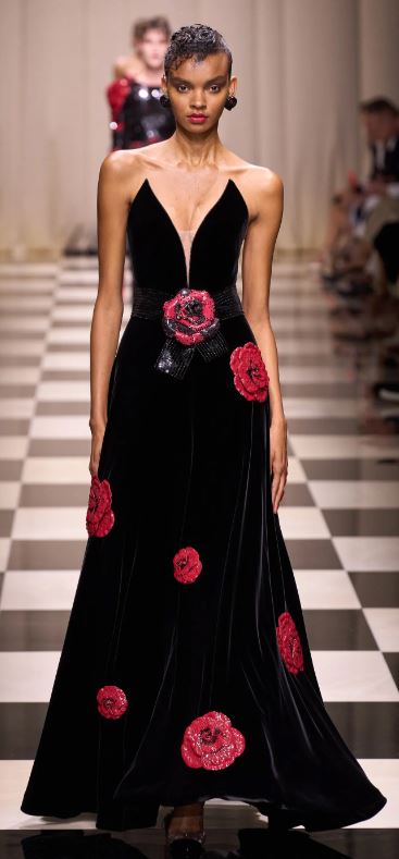 Couture s23 armani blk gown w roses.JPG