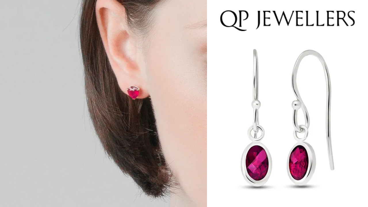 Affordable Sapphire and Ruby Stud Earrings Uk from QP Jewellers