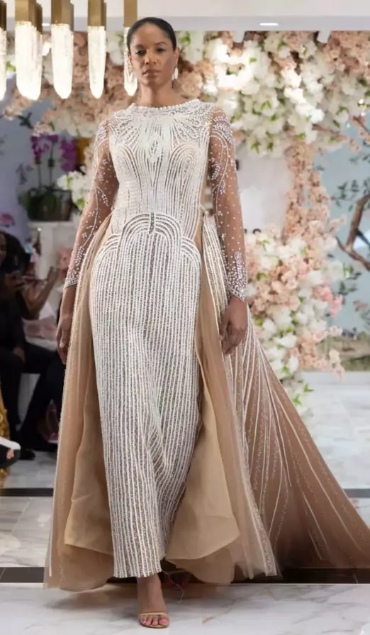 New York Bridal Week Spring/Summer 2024, Say “I do” to the Hottest Bridal Trends 20 Bridal sp24 EA peach WWD.JPG