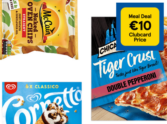 Tesco Ireland - Have a cozy night in with €10 frozen pizza meal deal