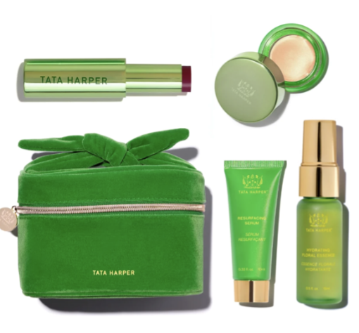 A group of green cosmetics Description automatically generated