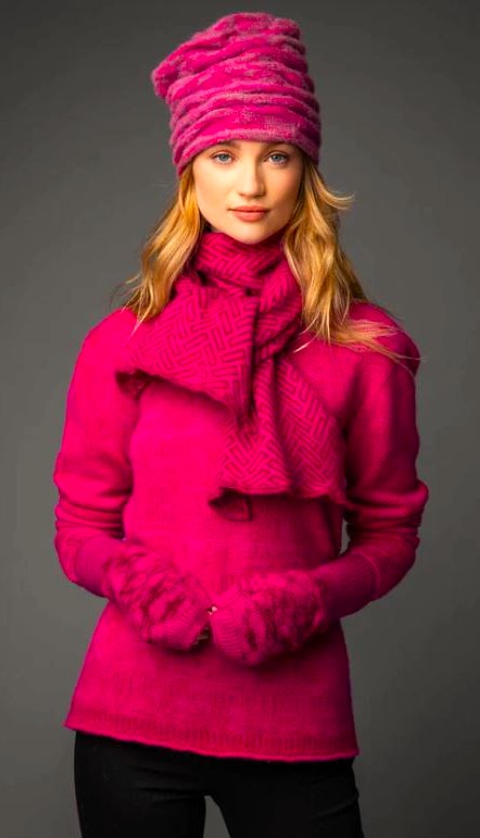 Irish 11-23 LK hot pink hat, swtr, scarf, mittens cropped.JPG