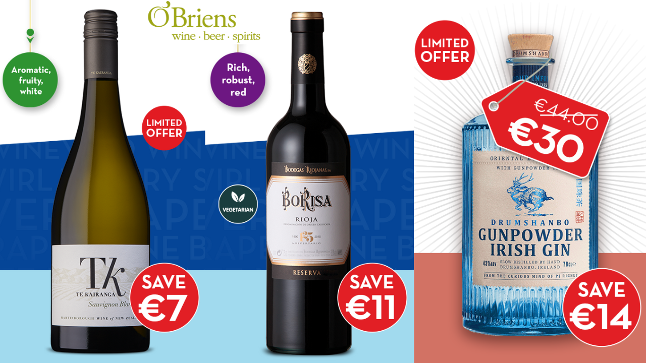 O'briens Wine Sale - Bank Holiday Deals, While Stocks Last