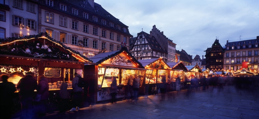 Christmas market France Alsace Christmas - Christmas Market in Strasbourg chalets.jpg