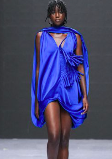 A blue bombshell of a dress. At Fruche