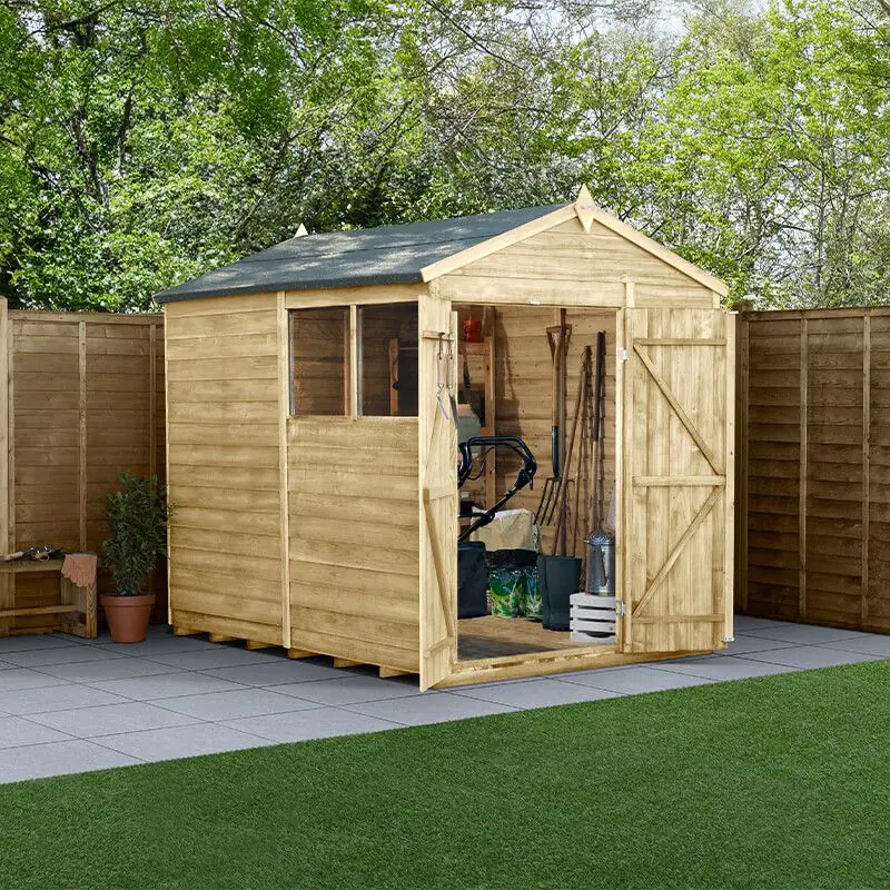 Pressure Treated Double Door Apex Wooden Shed (2.42m x 1.99m)