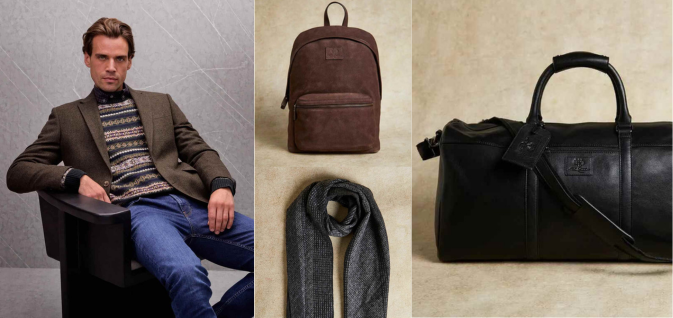Dunnes Store UK, Paul Costelloe leather bags, pure wool knitwear, and shearling slippers.