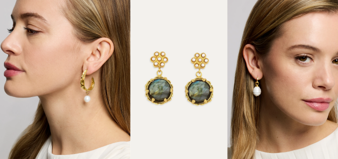 Ottoman Hands Pearl Earrings for Women Collection