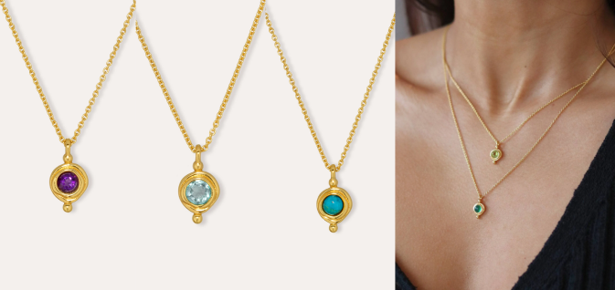 Birthstone pendant necklaces for women by ottomanhands - 18ct gold plated