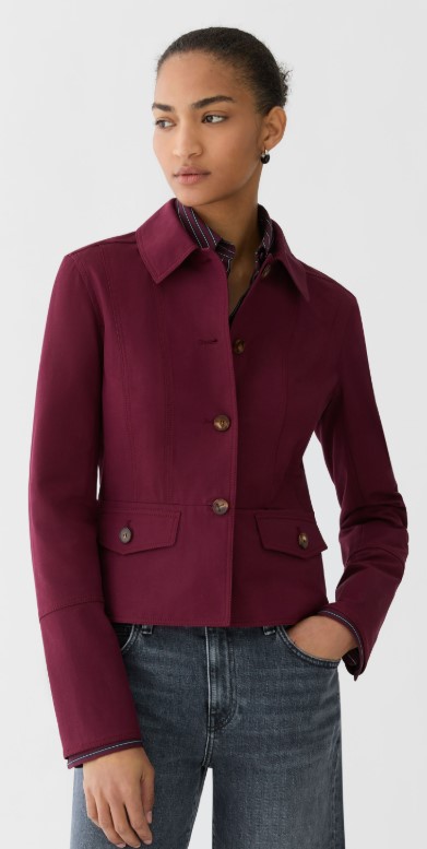 Summer Shopping in NYC: Top Designer Fashions, Stunning Jewelry, Luxury Accessories & Fabulous Eco-Friendly Surprises 94 SHNY-26 LAF raspberry twill button front jkt.jpg